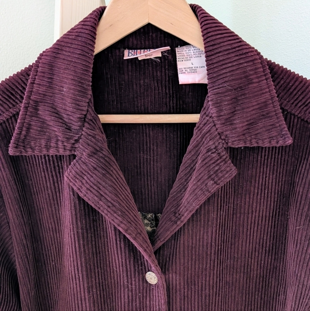 Vintage Corduroy Button Down Collared Paisley Lined Jacket In Burgundy - Picture 3 of 12